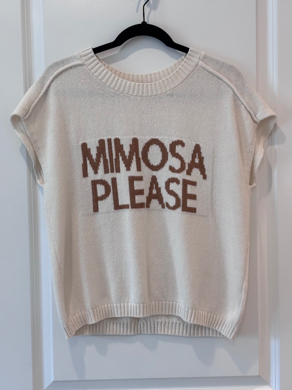 Blu Pepper Cream Ribbed Knit Top - Size Small